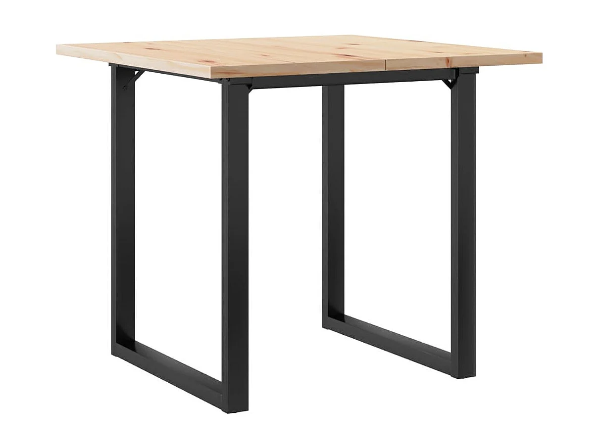 Table à manger cadre en O 80x80x75,5cm bois de pin massif acier