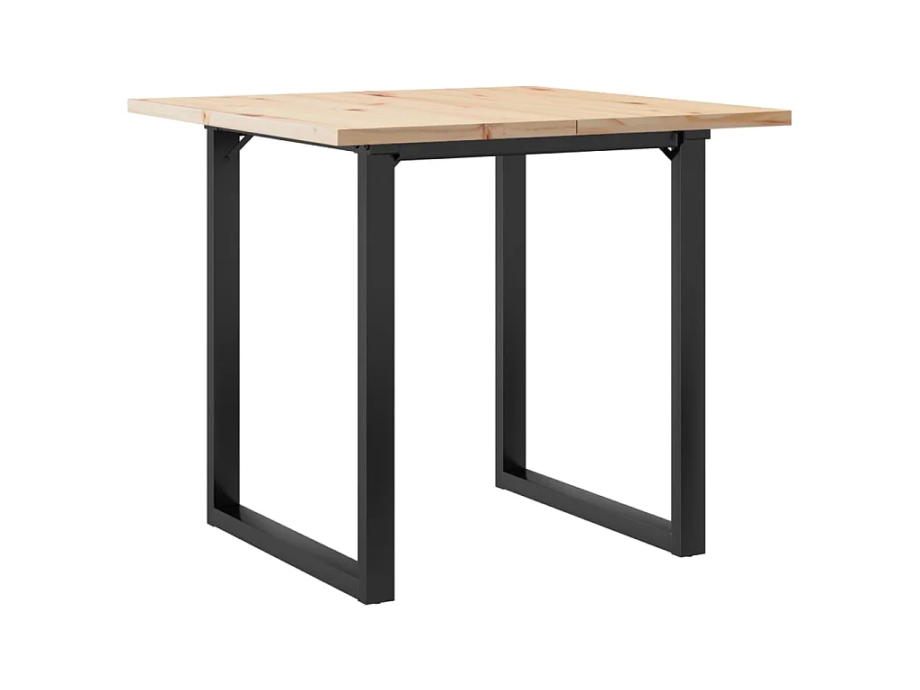 Table à manger cadre en O 80x80x75,5cm bois de pin massif acier