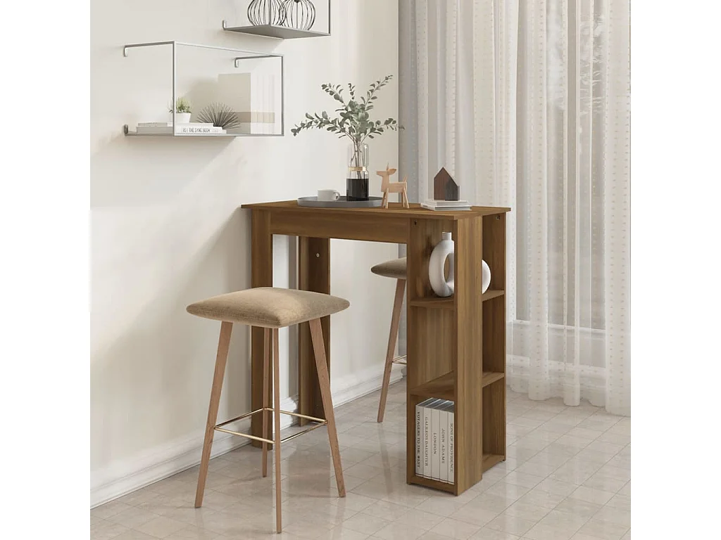 Table de bar avec étagère chêne marron bois d'ingénierie