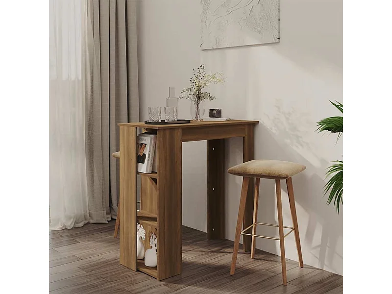 Bartisch mit Regal Braun Eiche 102x50x103,5 cm Holzwerkstoff