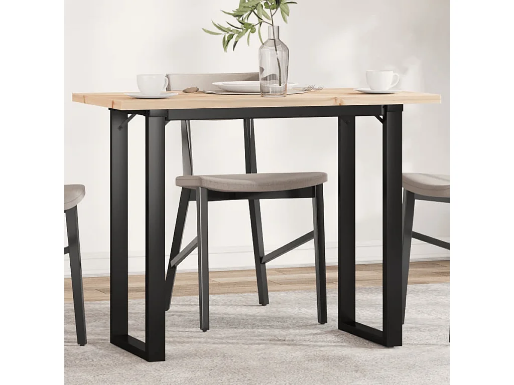 Table à manger cadre en O 100x50x75,5 cm bois pin massif acier