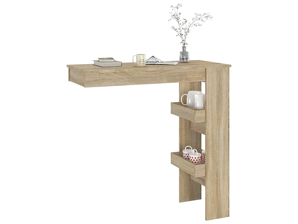 Mesa de bar p/ parede 102x45x103,5cm derivados madeira carvalho