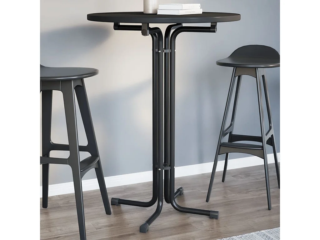 Table de bar noir Ø80x110 cm bois d'ingénierie et acier