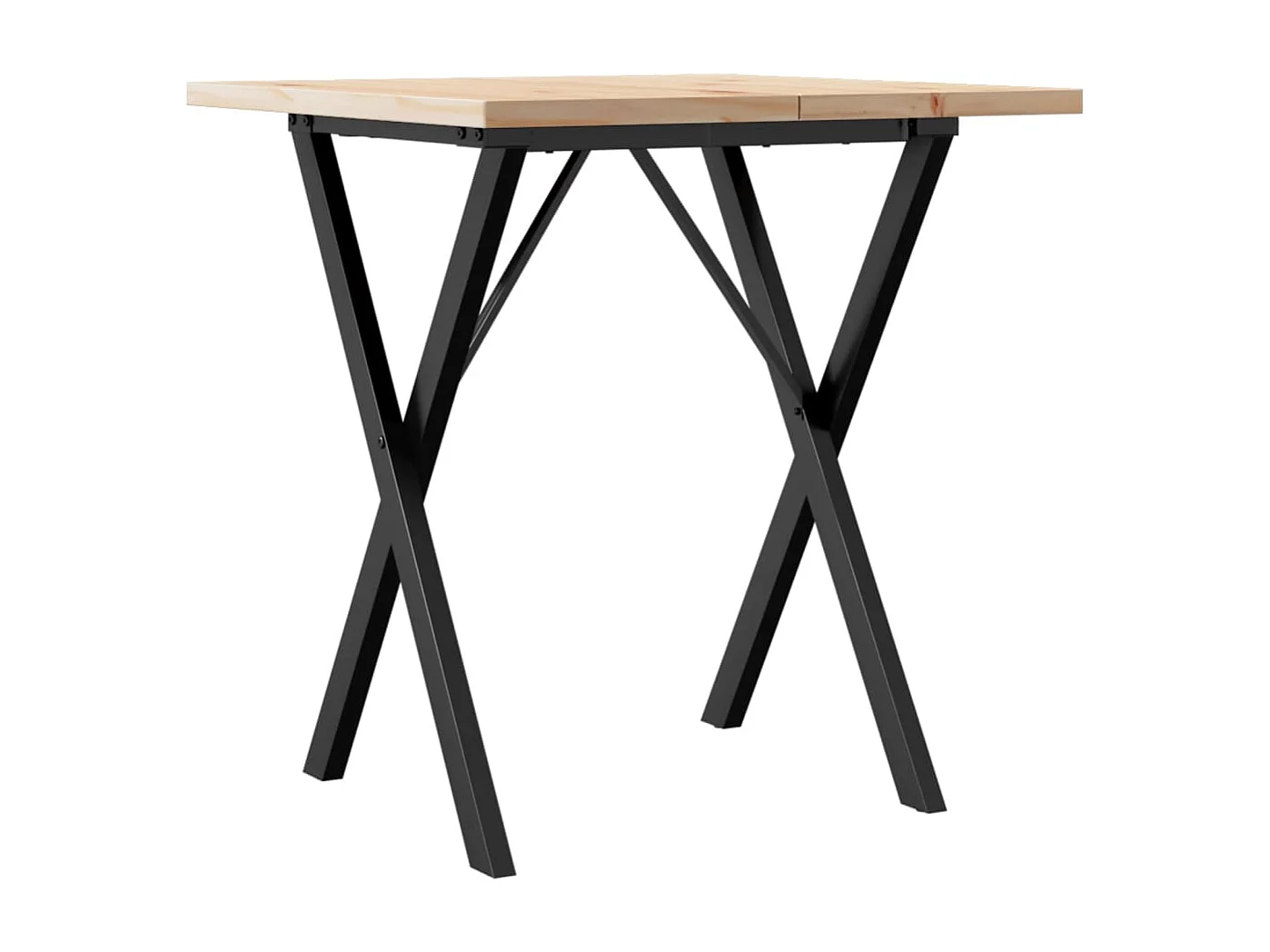 Table à manger cadre en X 60x60x75,5cm bois de pin massif acier