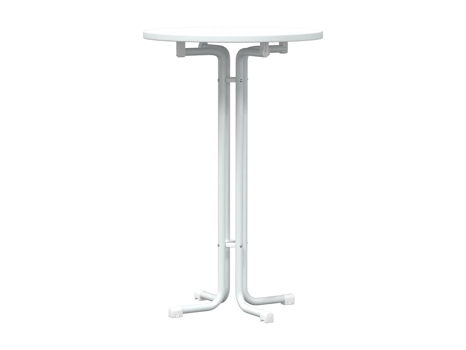 Tavolo da Bar Bianco Ø70x110 cm Legno Multistrato e Acciaio