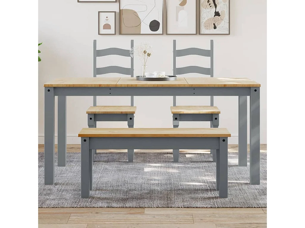 Esstisch PANAMA Grau 160x80x75 cm Massivholz Kiefer