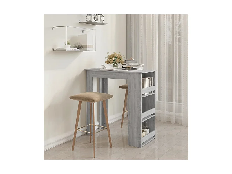 Bartisch mit Regal Grau Sonoma 102x50x103,5cm Holzwerkstoff
