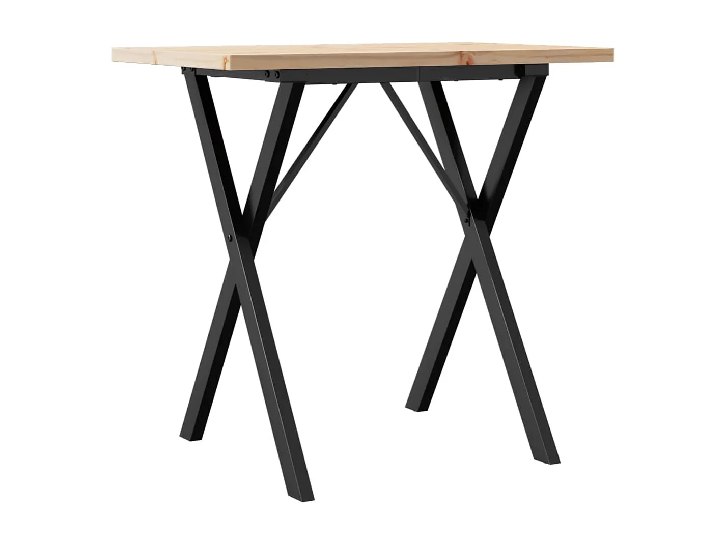 Esstisch X-Gestell 80x50x75,5 cm Massivholz Kiefer & Stahl