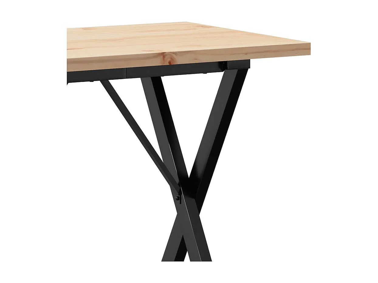 Table à manger cadre en X 80x50x75,5cm bois de pin massif acier