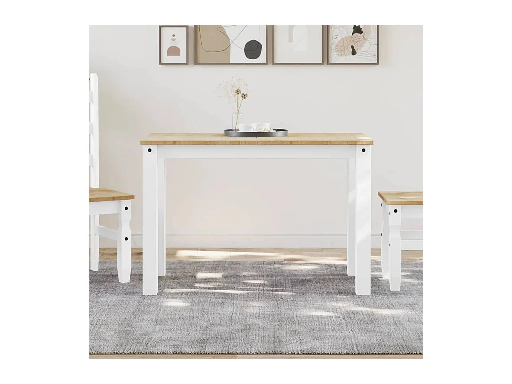 Table à manger Panama blanc 117x60x75 cm bois massif de pin