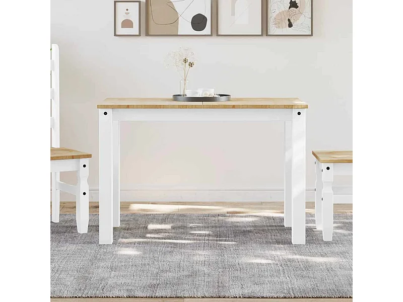 Table à manger Panama blanc 112x60x75 cm bois massif de pin