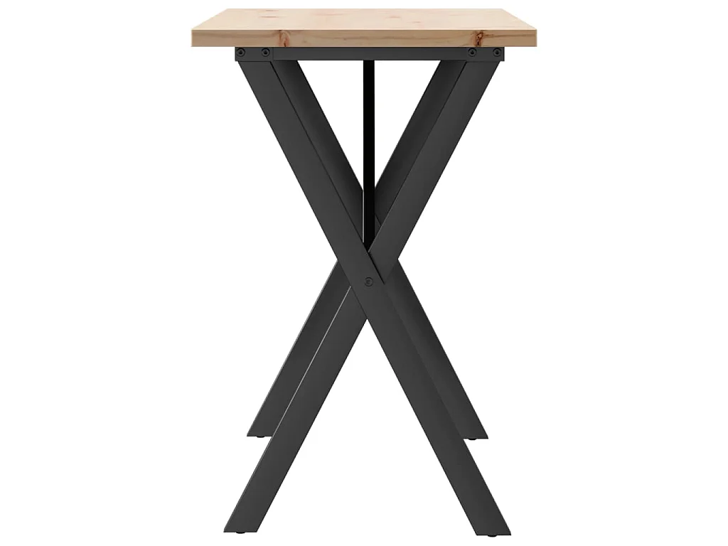 Table à manger cadre en X 100x50x75,5 cm bois pin massif acier