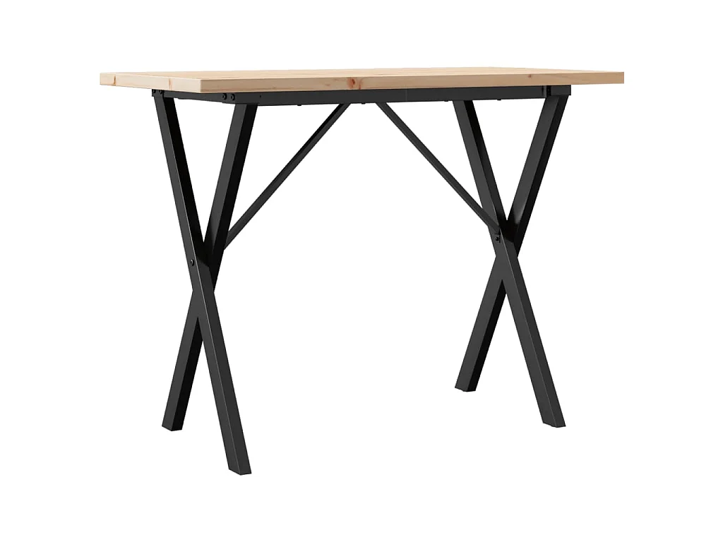 Table à manger cadre en X 100x50x75,5 cm bois pin massif acier