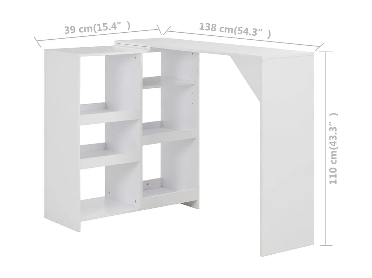 Bartisch mit Beweglichem Regal Weiß 138x39x110 cm