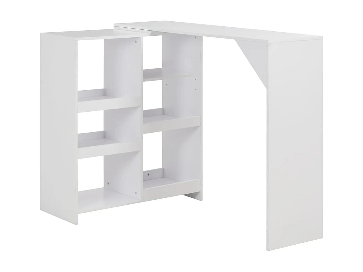 Bartisch mit Beweglichem Regal Weiß 138x39x110 cm