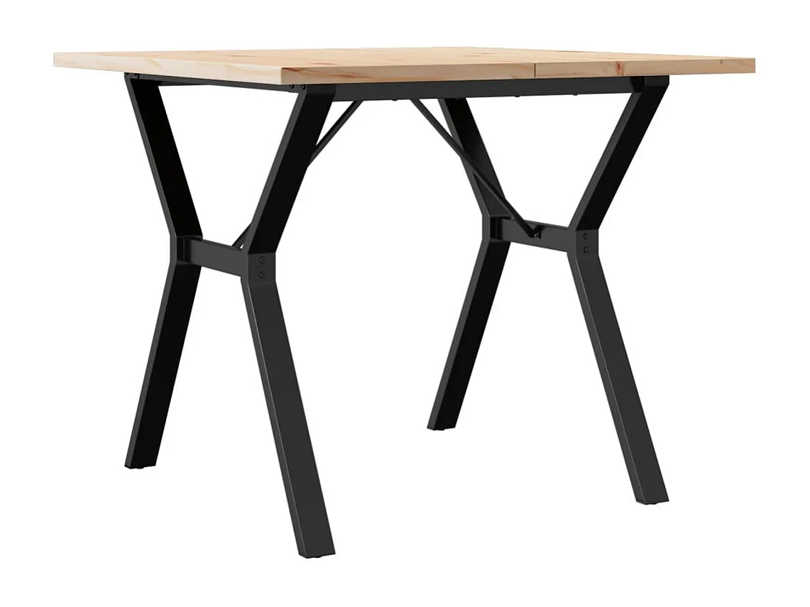 Table à manger cadre en Y 90x90x75,5cm bois de pin massif acier
