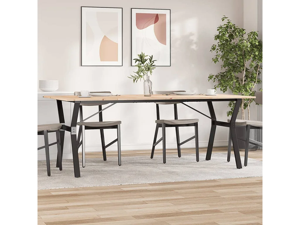 Table à manger cadre en Y 200x100x75cm bois de pin massif acier