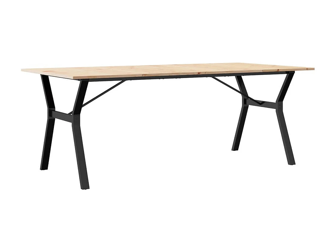 Tavolo da Pranzo Telaio a Y 200x100x75 cm Legno Pino e Acciaio