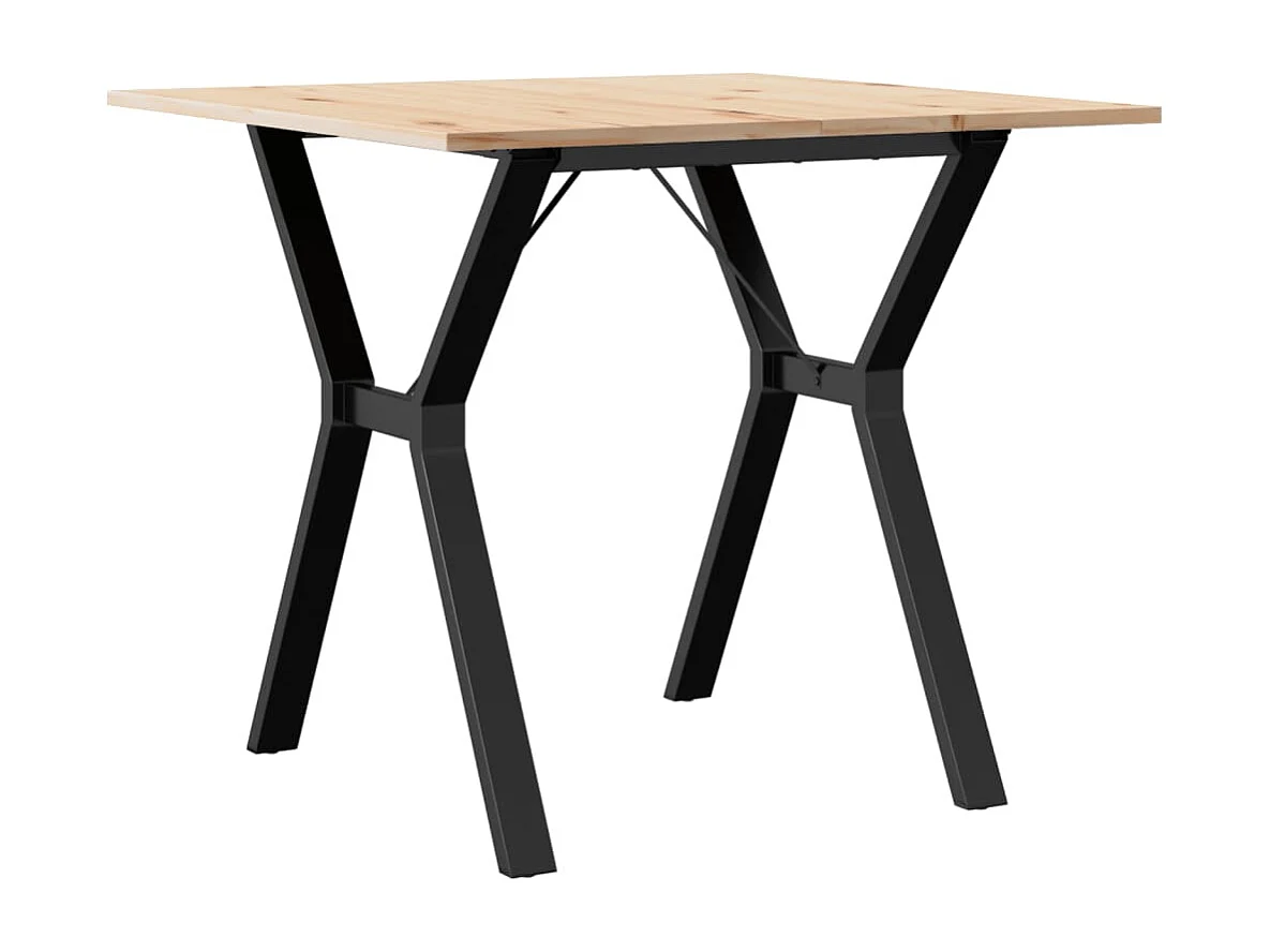 Table à manger cadre en Y 90x90x75 cm bois de pin massif acier