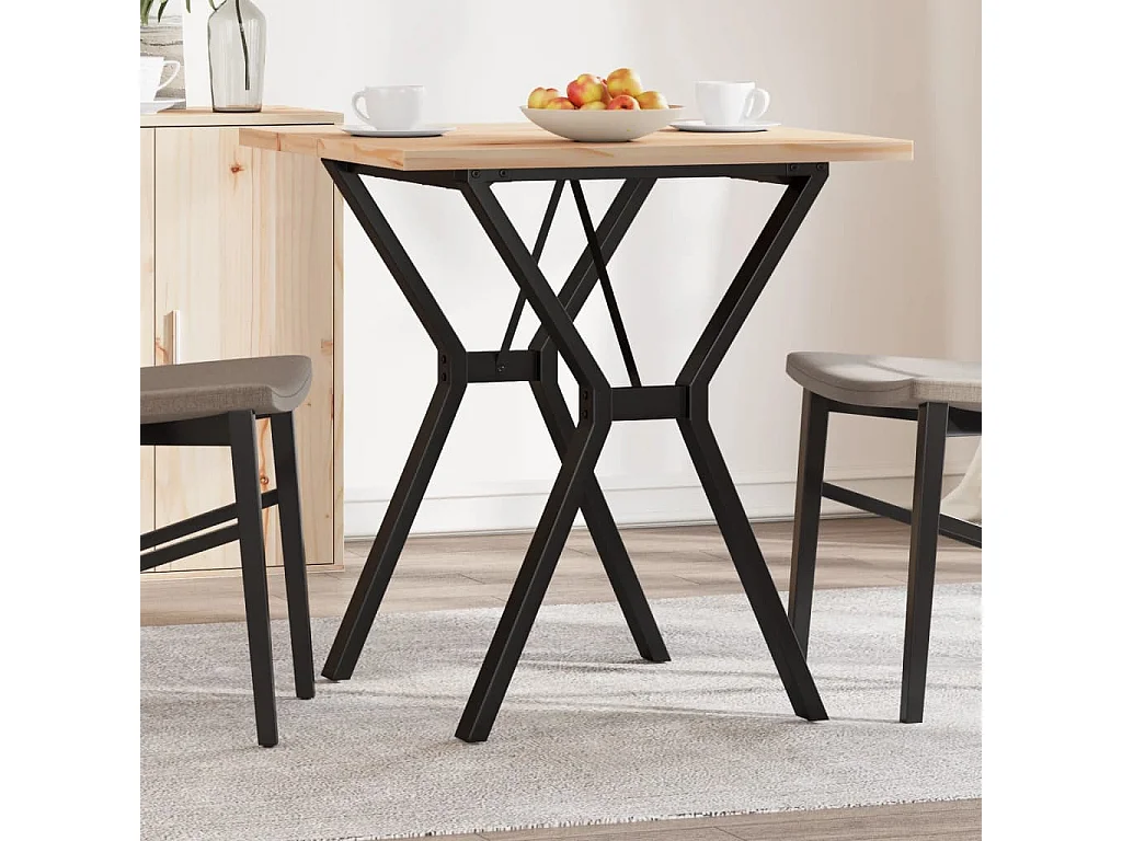 Table à manger cadre en Y 70x70x75,5cm bois de pin massif acier