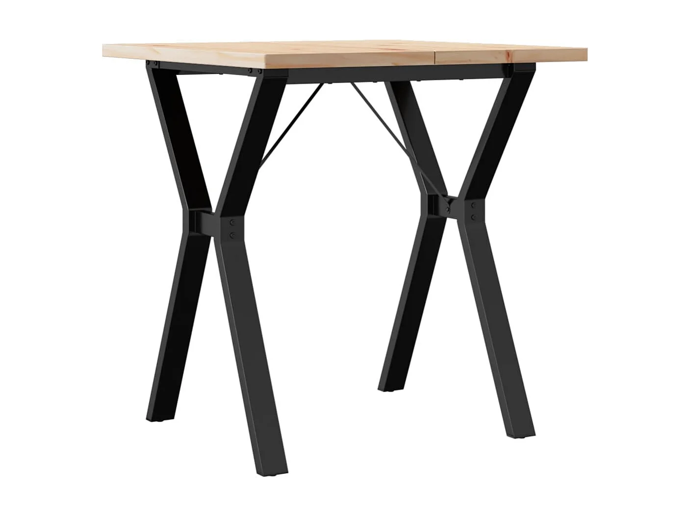 Table à manger cadre en Y 70x70x75,5cm bois de pin massif acier