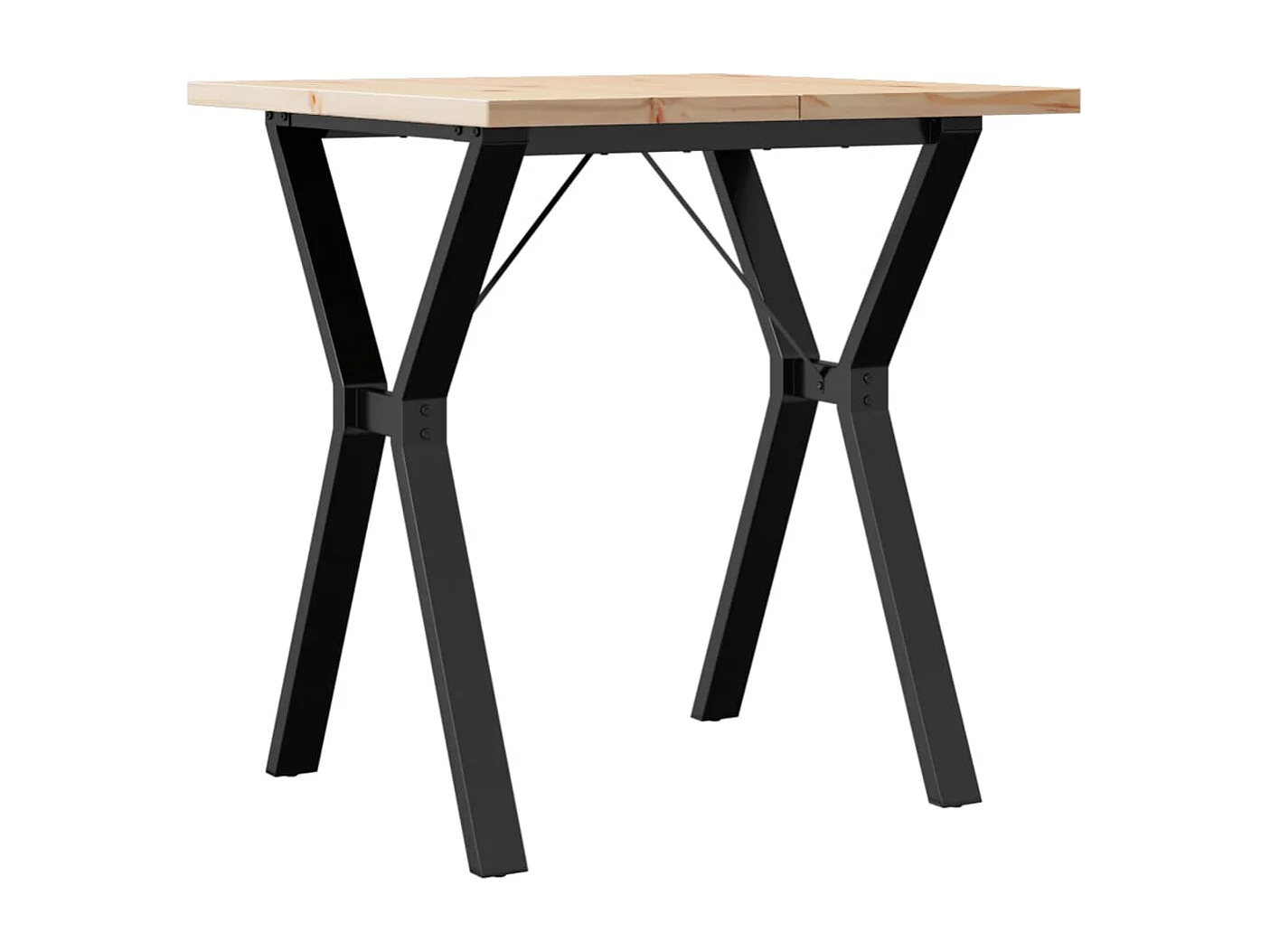 Table à manger cadre en Y 70x70x75,5cm bois de pin massif acier