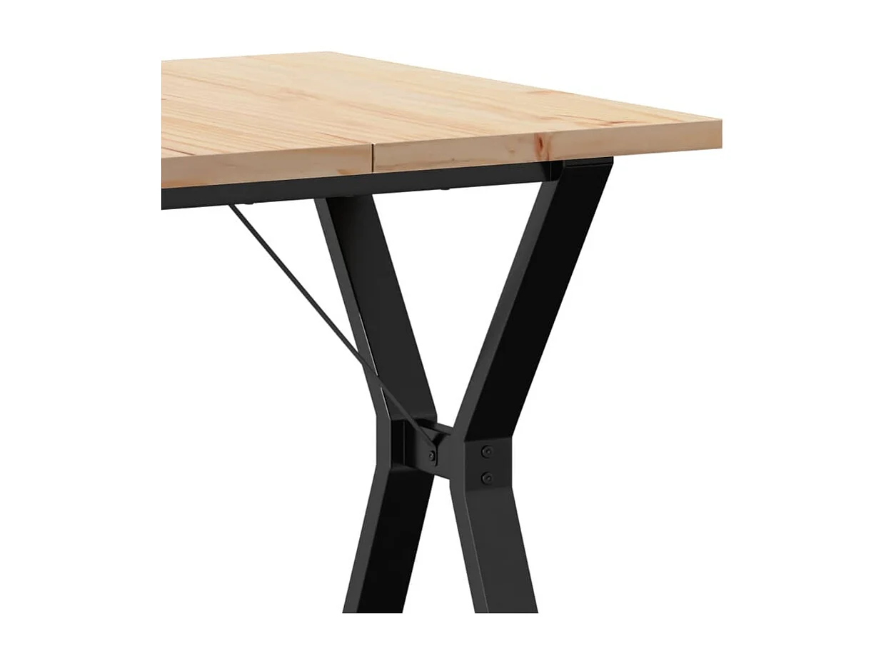 Table à manger cadre en Y 70x70x75,5cm bois de pin massif acier