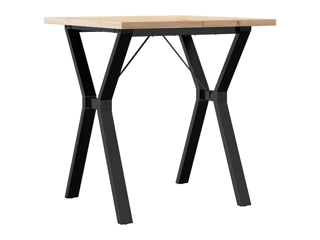 Tavolo da Pranzo Telaio a Y 70x70x75,5 cm Legno Pino e Acciaio