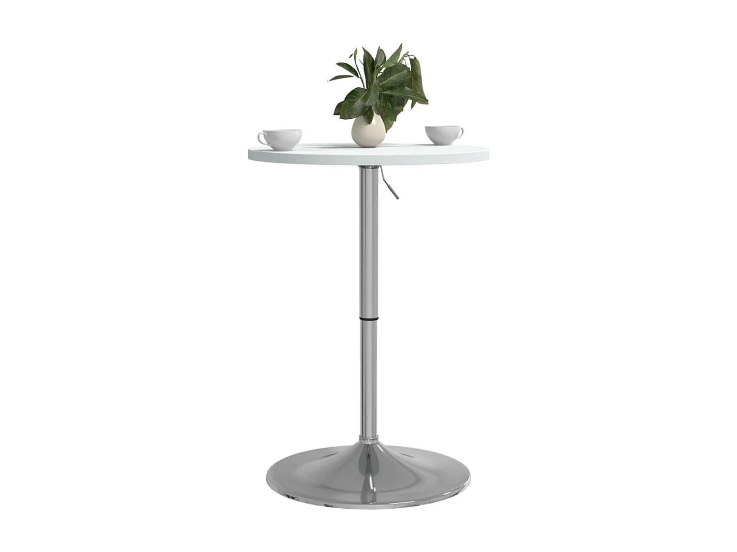 Table de bar blanc 50x50x90cm bois d'ingénierie et acier chromé