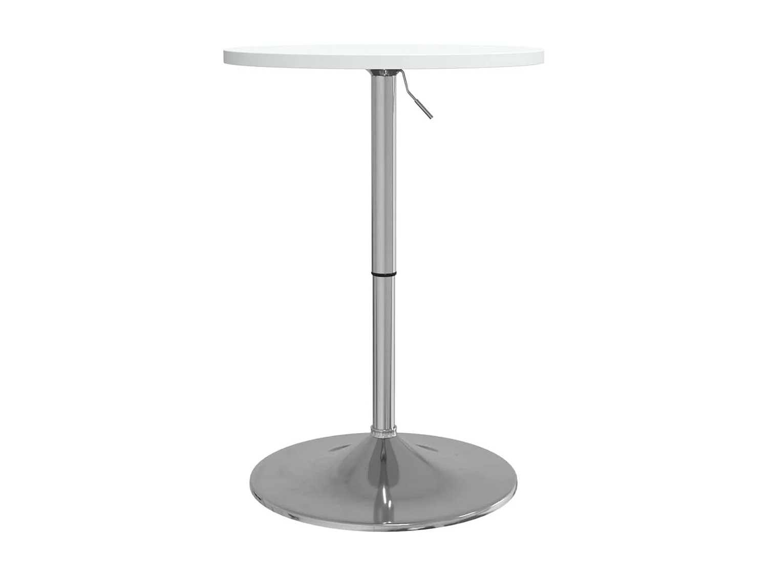 Table de bar blanc 50x50x90cm bois d'ingénierie et acier chromé