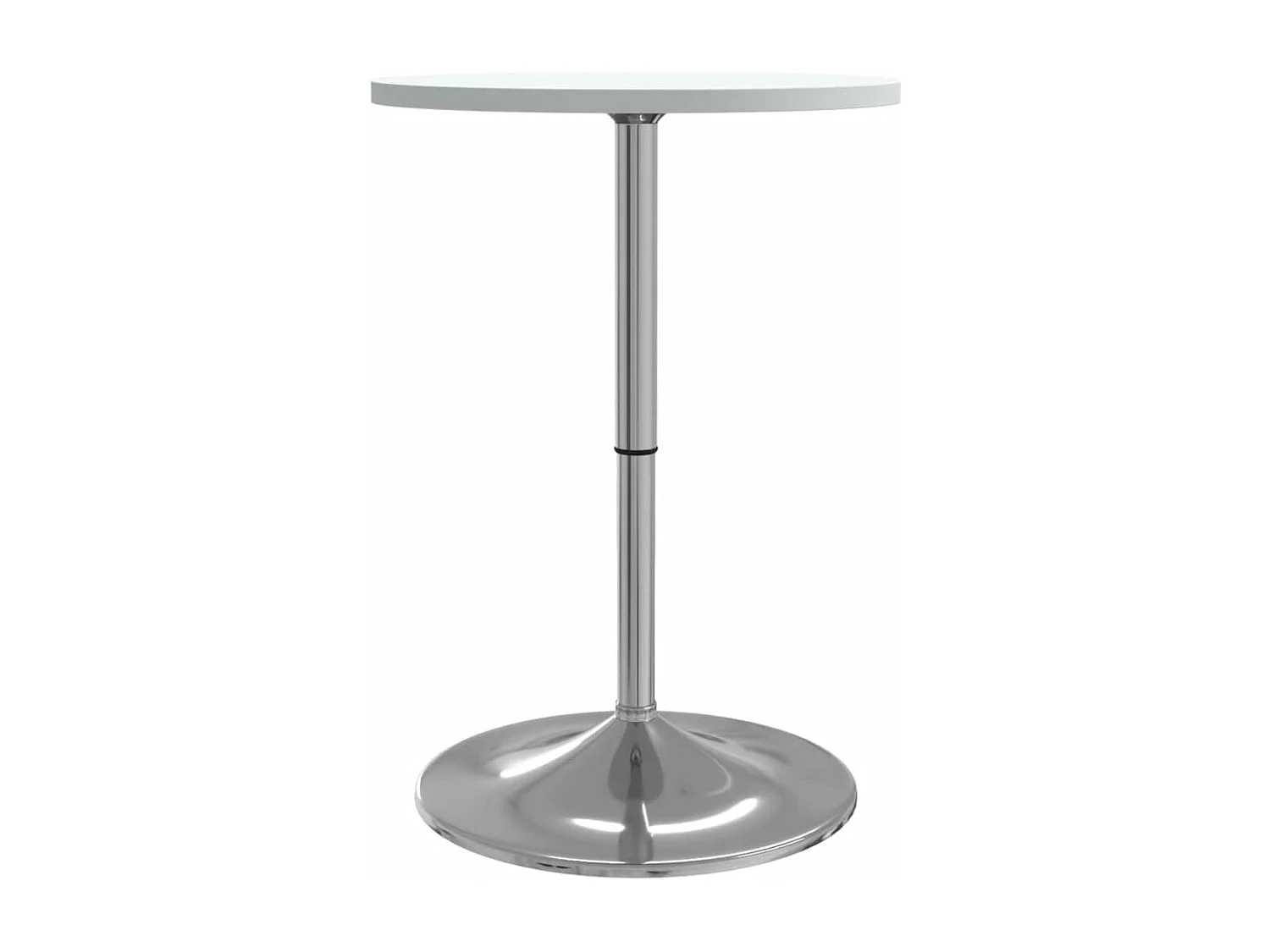 Table de bar blanc 50x50x90cm bois d'ingénierie et acier chromé