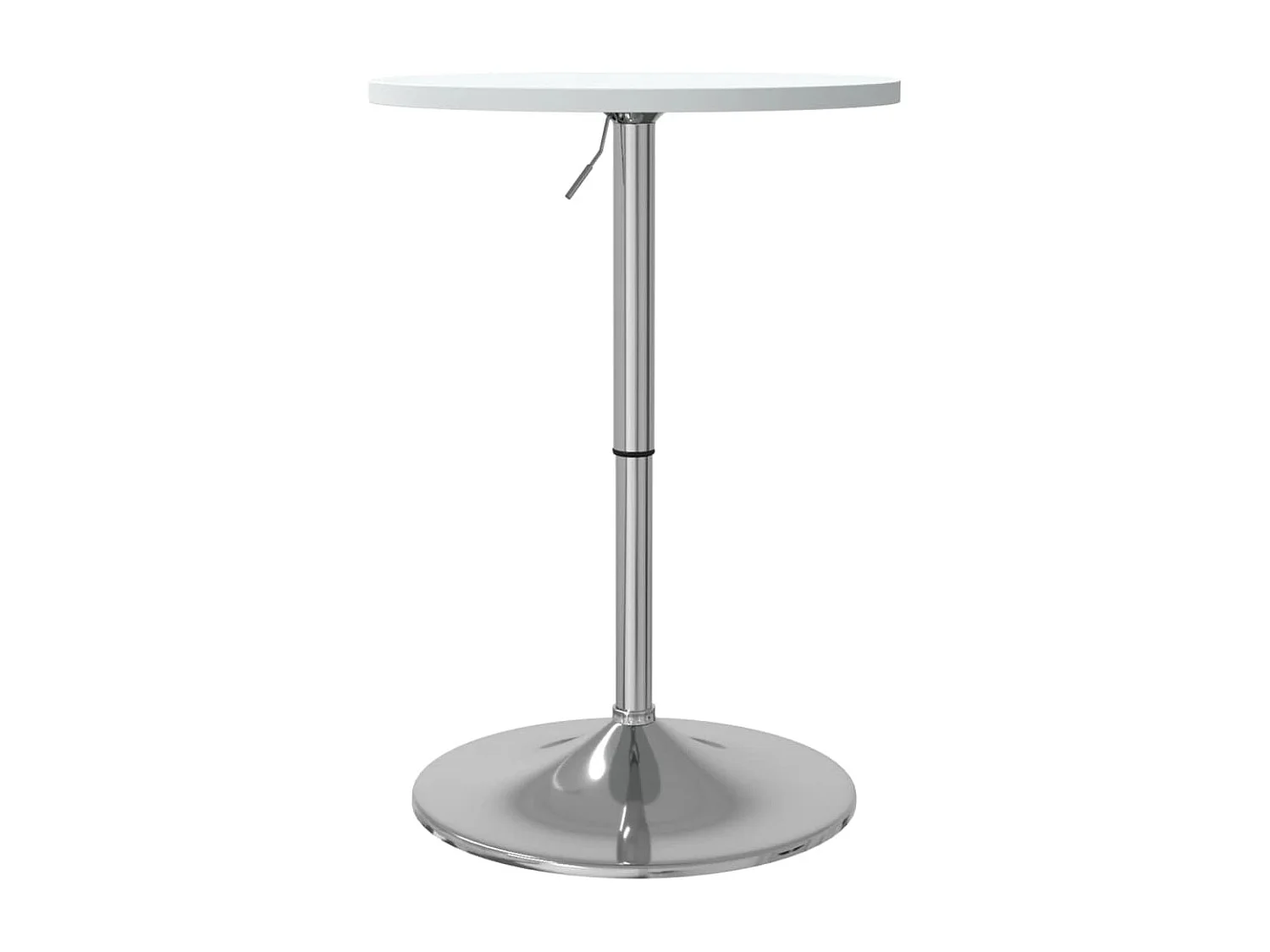 Table de bar blanc 50x50x90cm bois d'ingénierie et acier chromé