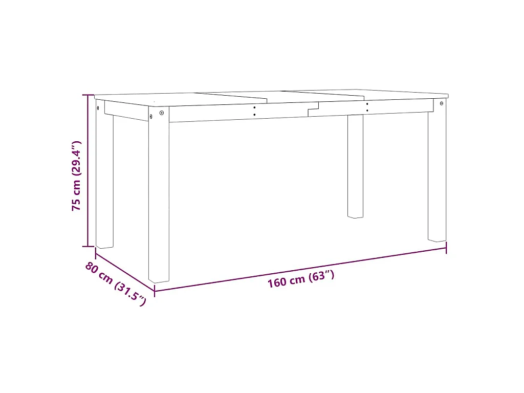 Esstisch PANAMA Weiß 160x80x75 cm Massivholz Kiefer