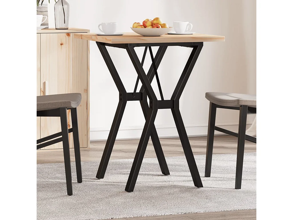 Tavolo da Pranzo Telaio a Y 60x60x75,5 cm Legno Pino e Acciaio