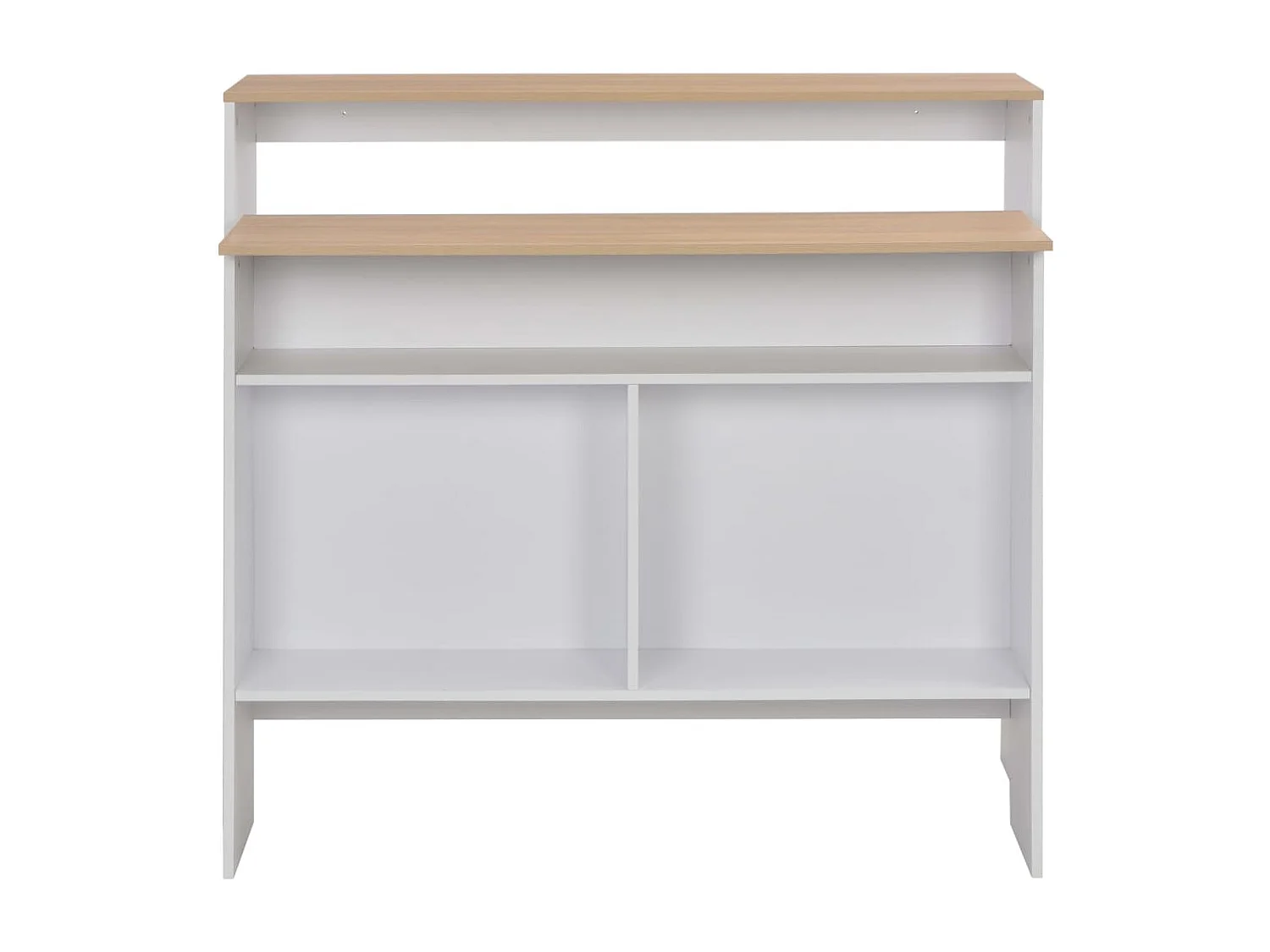 Table de bar avec 2 dessus de table Blanc et chêne 130x40x120cm