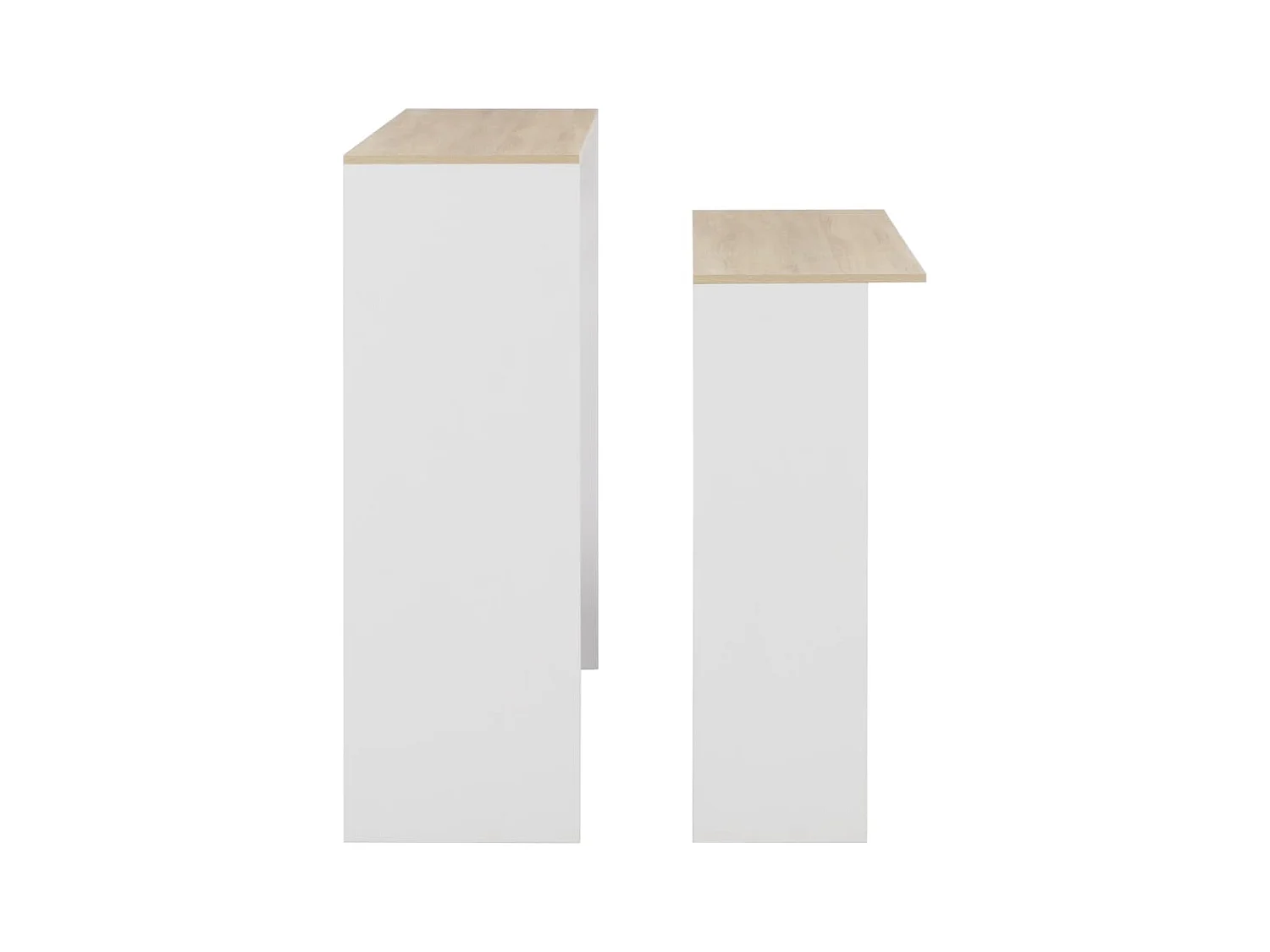 Table de bar avec 2 dessus de table Blanc et chêne 130x40x120cm