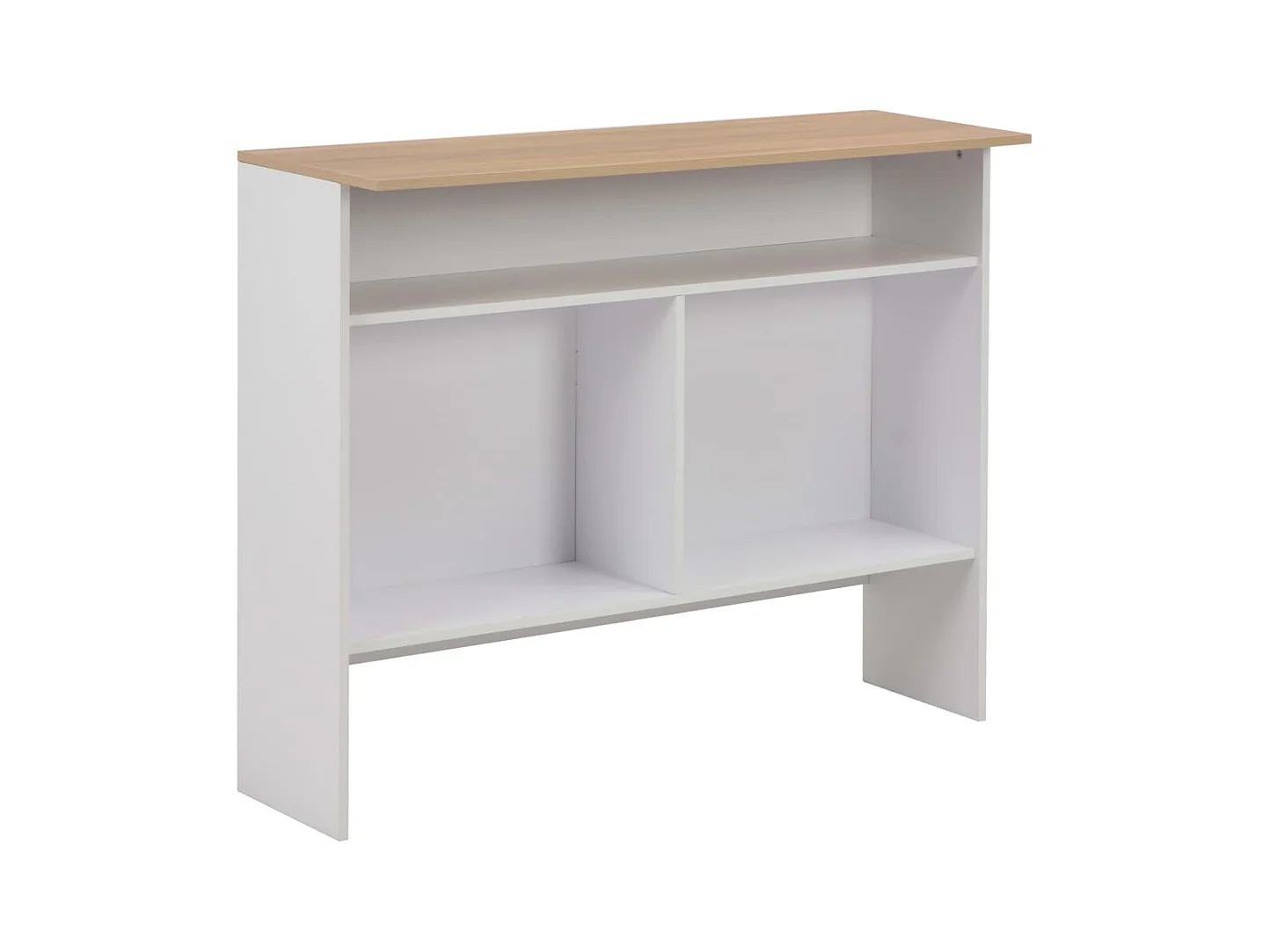 Table de bar avec 2 dessus de table Blanc et chêne 130x40x120cm