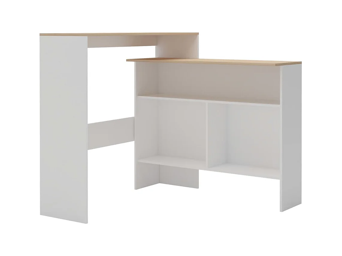 Bartafel met 2 tafelbladen 130x40x120 cm wit en eikenkleurig