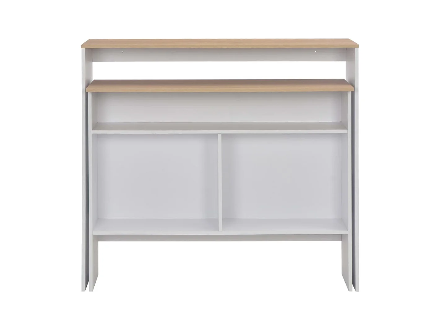 Bartafel met 2 tafelbladen 130x40x120 cm wit en eikenkleurig