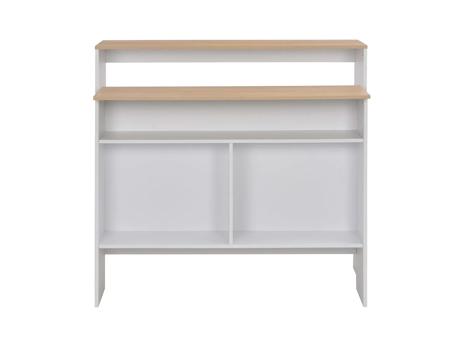 Bartafel met 2 tafelbladen 130x40x120 cm wit en eikenkleurig