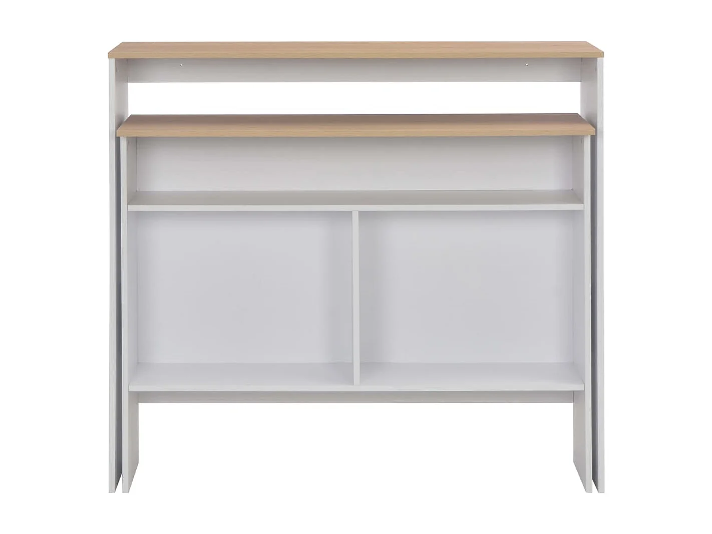 Table de bar avec 2 dessus de table Blanc et chêne 130x40x120cm