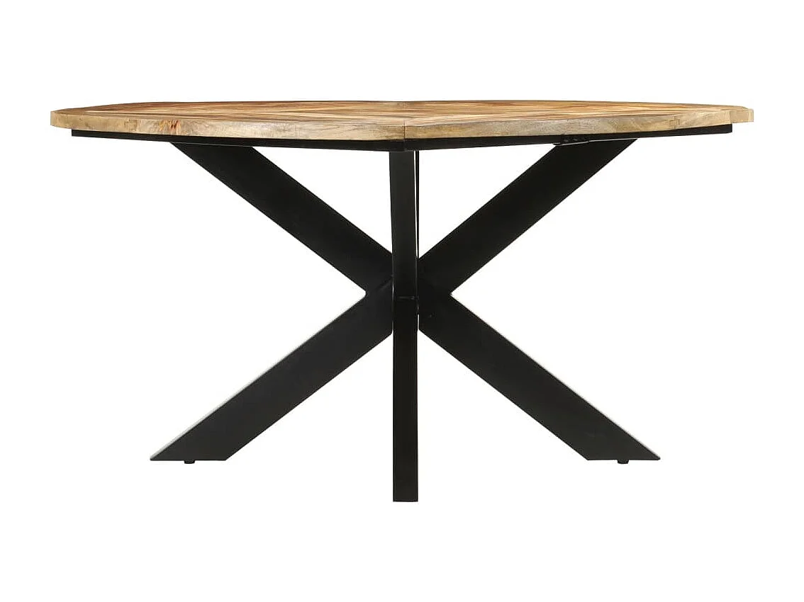 Tavolo da Pranzo Ø150x76 cm in Legno Grezzo Massello di Mango