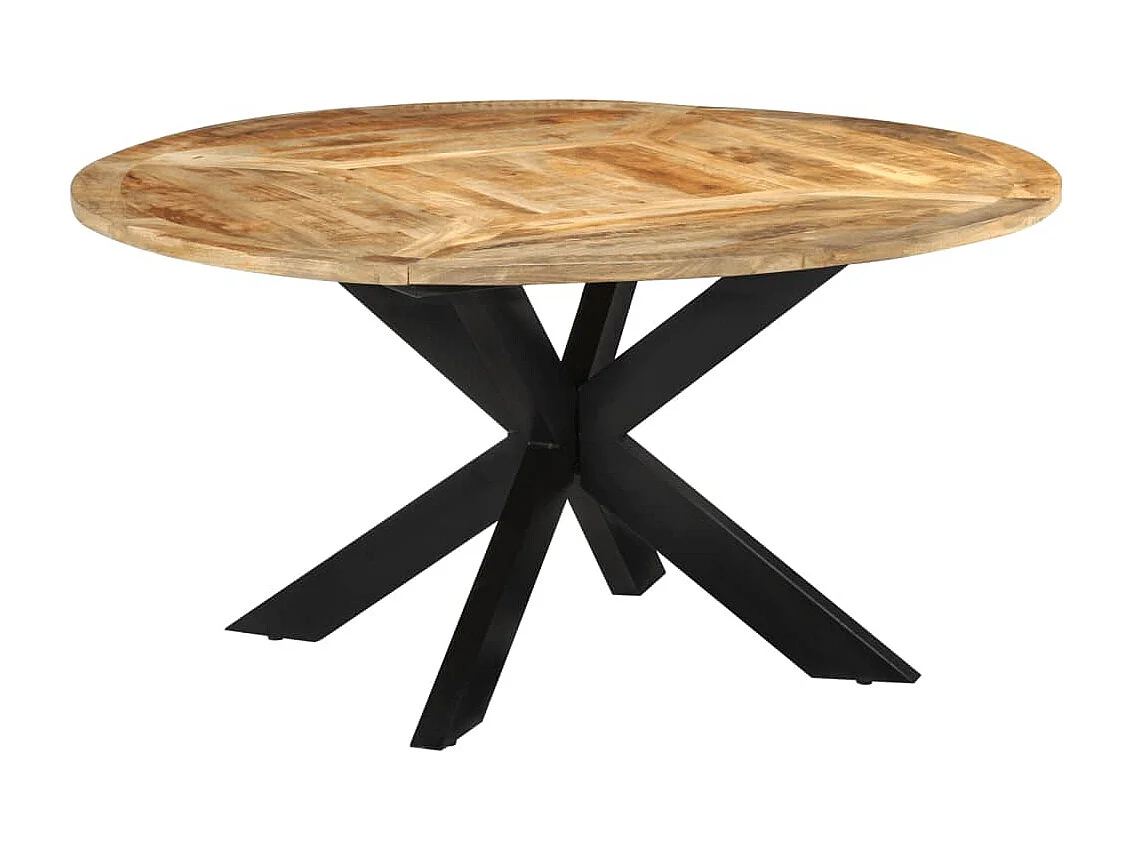 Tavolo da Pranzo Ø150x76 cm in Legno Grezzo Massello di Mango
