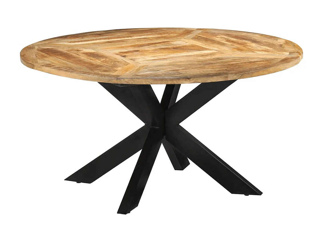 Tavolo da Pranzo Ø150x76 cm in Legno Grezzo Massello di Mango