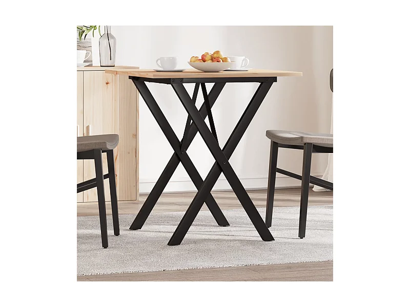 Table à manger cadre en X 70x70x75 cm bois de pin massif acier