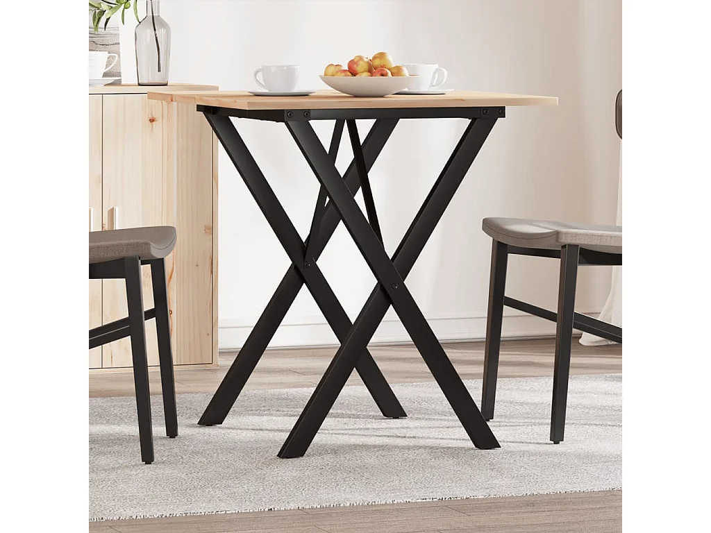 Esstisch X-Gestell 70x70x75 cm Massivholz Kiefer und Stahl