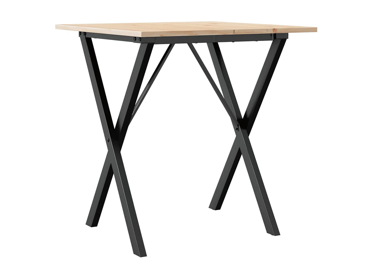 Tavolo da Pranzo Telaio a X 70x70x75 cm Legno Pino e Acciaio