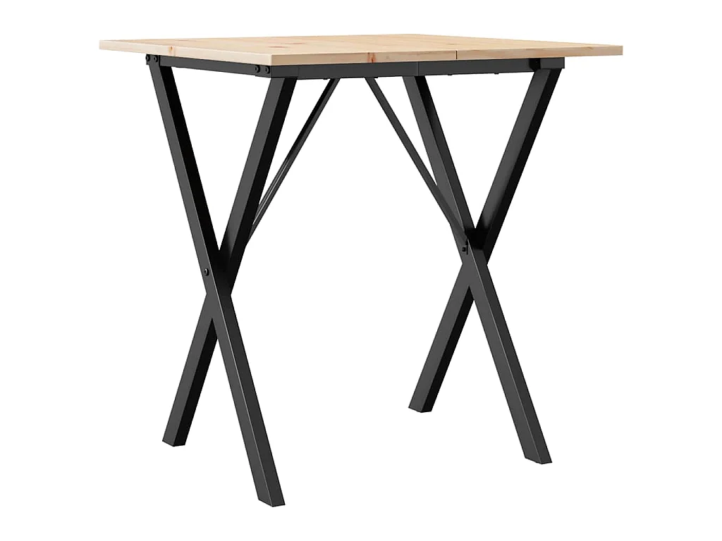 Tavolo da Pranzo Telaio a X 70x70x75 cm Legno Pino e Acciaio