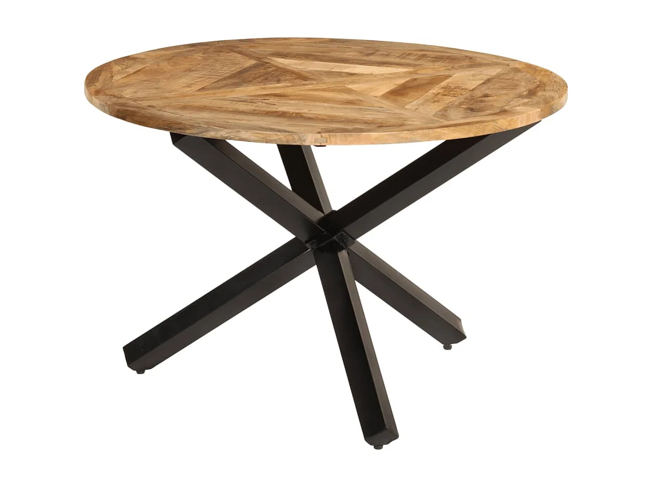 Tavolo da Pranzo Ø110x75 cm in Legno Grezzo Massello di Mango