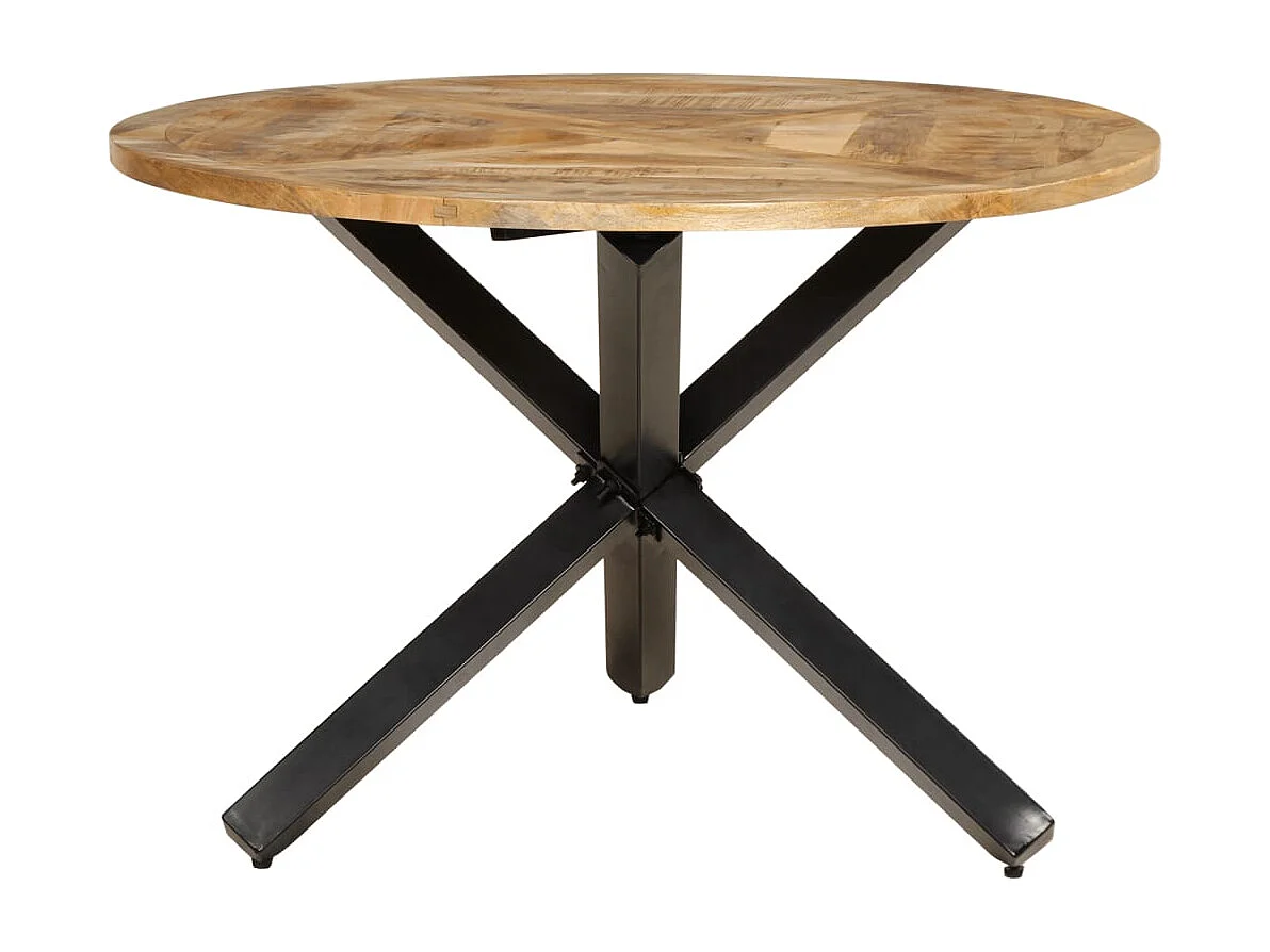 Tavolo da Pranzo Ø110x75 cm in Legno Grezzo Massello di Mango